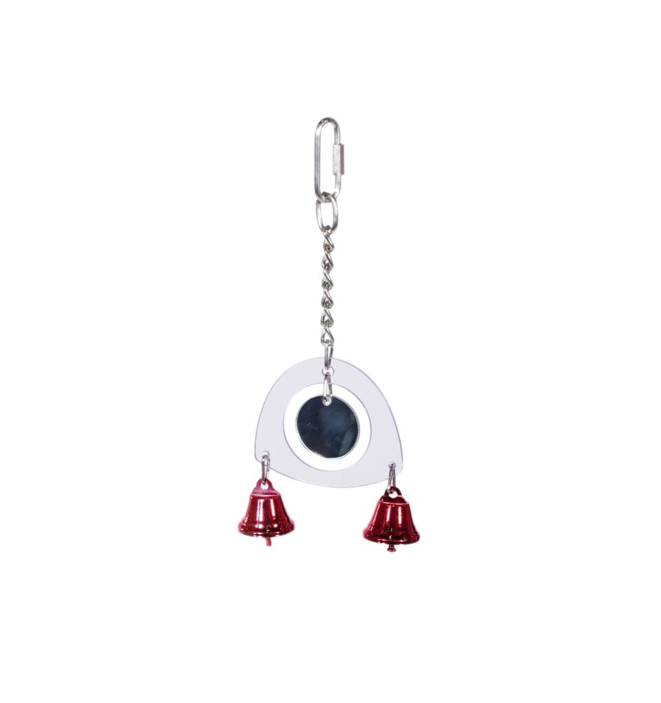 bird toy mirror with bells